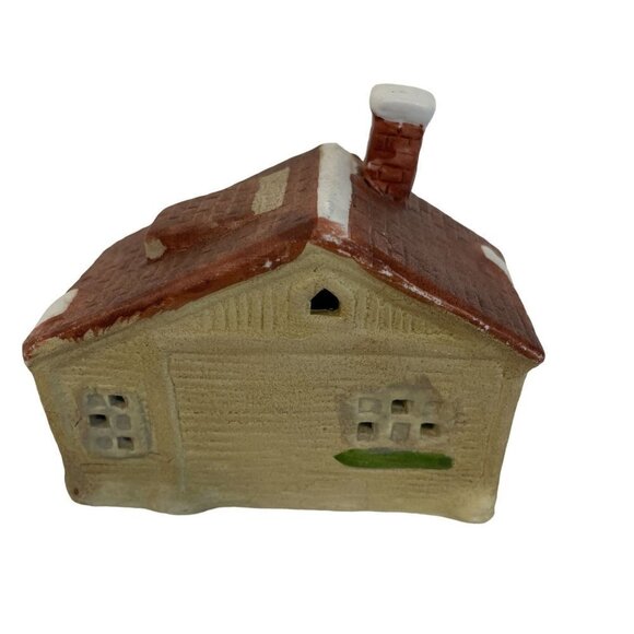 Miniature Christmas Holiday Old Log Cabin Tree Ceramic Primitive - Picture 2 of 5